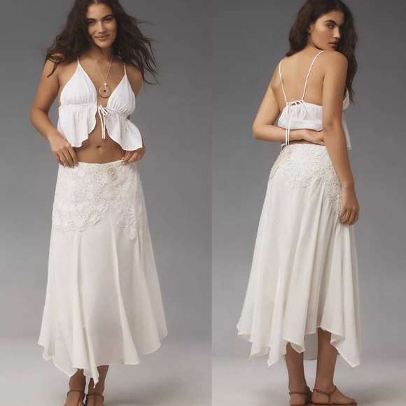 By Anthropologie Crafted Crochet Midi Skirt - Picture 8 of 8